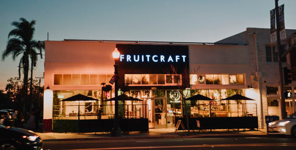 FruitCraft building facade at night in San Diego