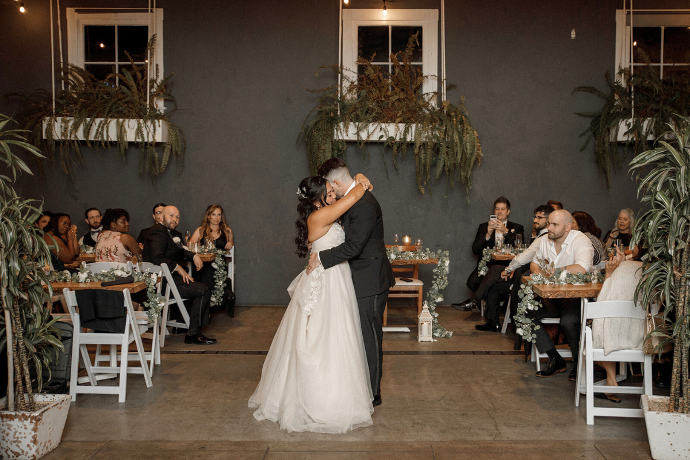 Couple dancing during wedding reception at FruitCraft San Diego