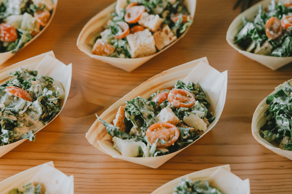 Salad lineup for catering at FruitCraft San Diego