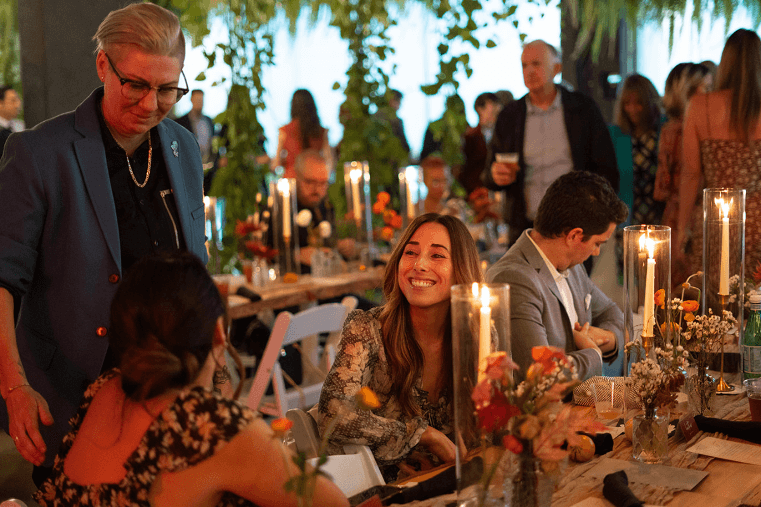Guest enjoying fall wedding celebration at FruitCraft
