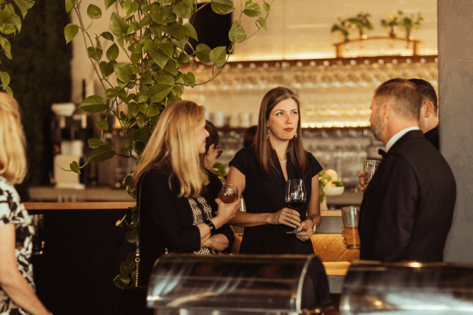 Corporate guest talking during a FruitCraft event