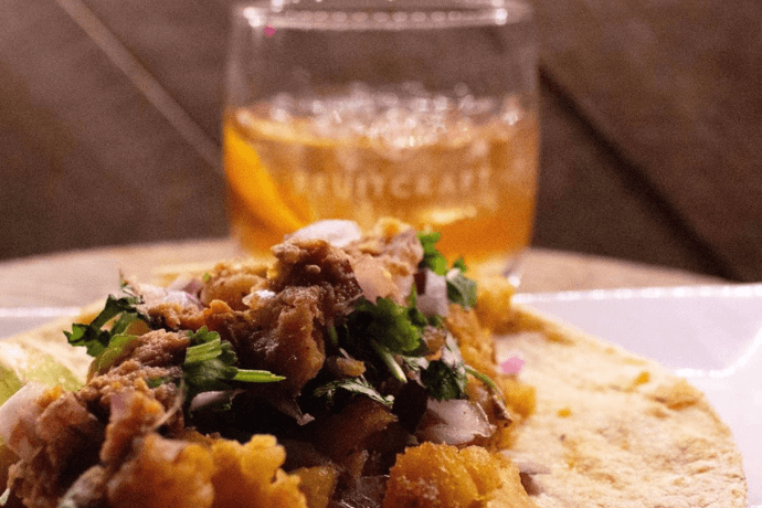 Cocktail and taco pairing served at FruitCraft event