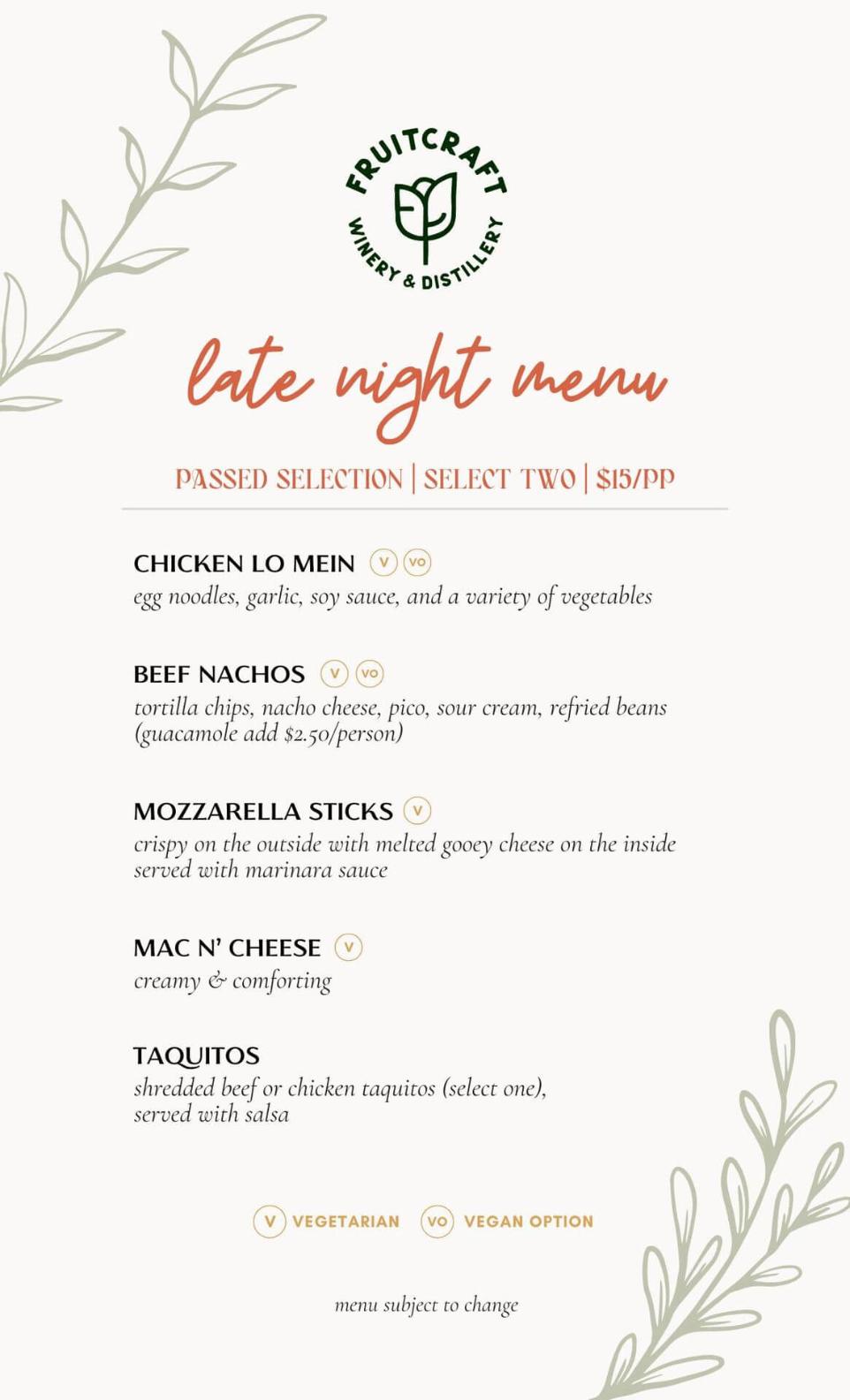 FruitCraft menu display 4